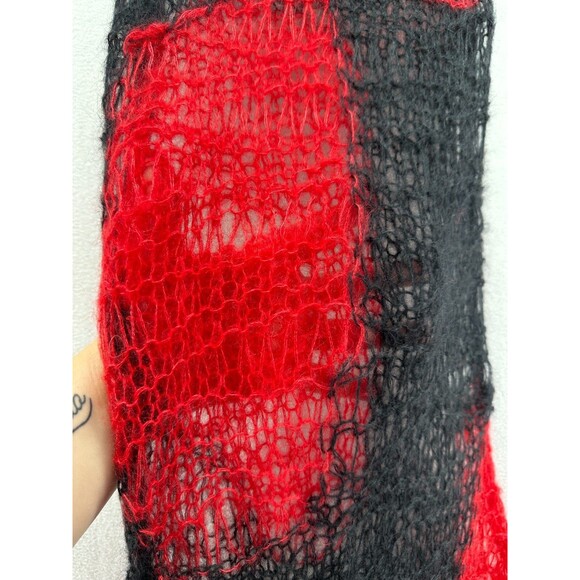 Misbhv Antwerp Dress Size M Black Red Mohair Silk Blend Sheer Open Knit Slit NWT - Picture 9 of 13